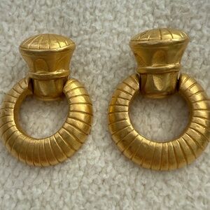 Givenchy 18K Yellow Gold Plated Vintage Door Knocker Earrings 2” MAKE AN OFFER!